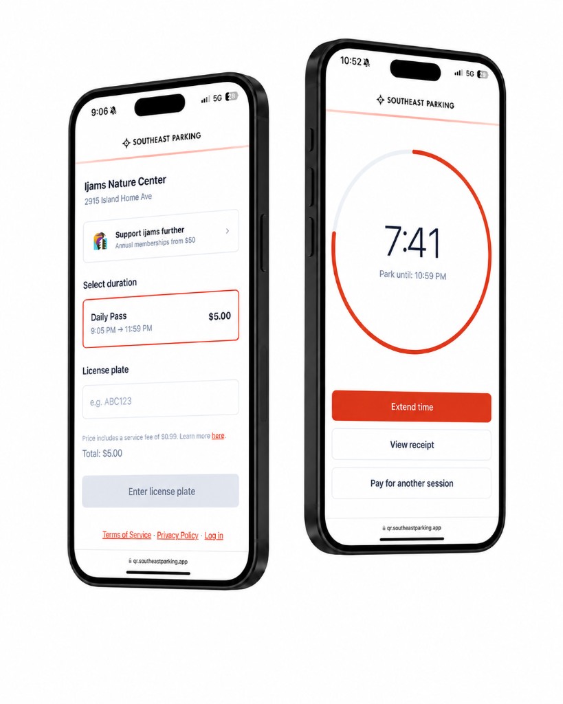 Paying for parking and tracking a session on the Southeast Parking app